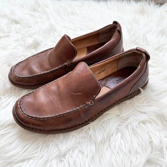 BORN Mens Driving Loafer Size 13M  Brown Leather Slip On Shoes Comfort Excellent - Picture 2 of 8
